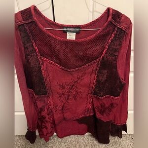 Burgundy Embroidered Blouse